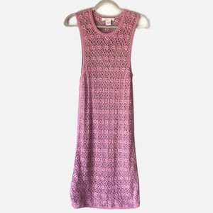 Susana Monaco Merino Wool Floral Knit Crotchet Sleeveless Midi Dress, Size L